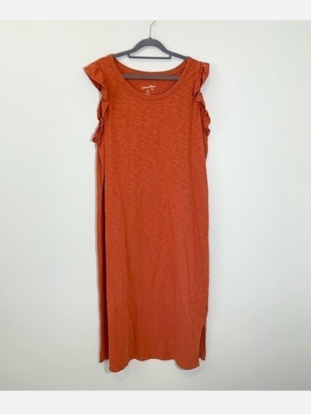 NEW Universal Thread T-Shirt Dress Women XXL Rust Ruffle Shoulder Midi - Picture 2 of 10